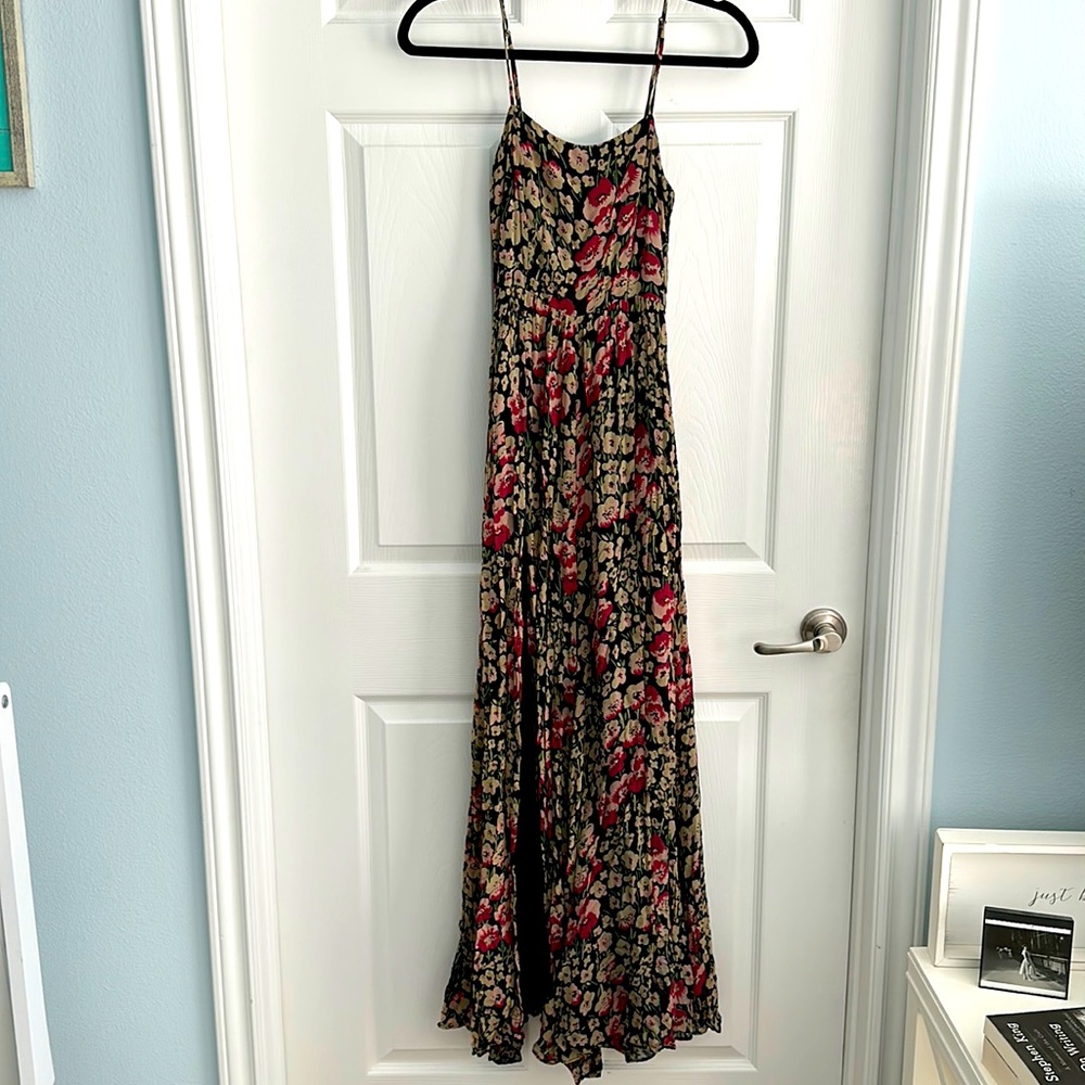 Reformation Floor Length Floral Gown with High Slit Size 0